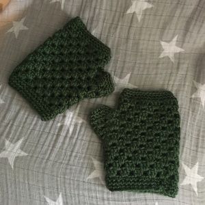 Dark Green Handmade Crochet Handwarmers